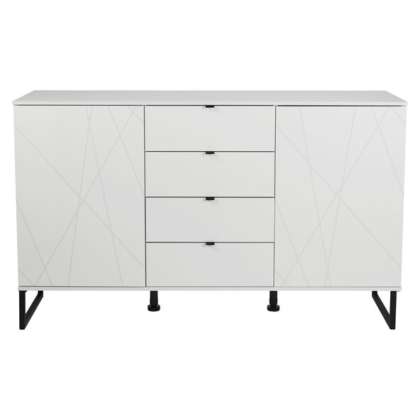 Hochglanz-Sideboard mit 3D-Optik, weiß