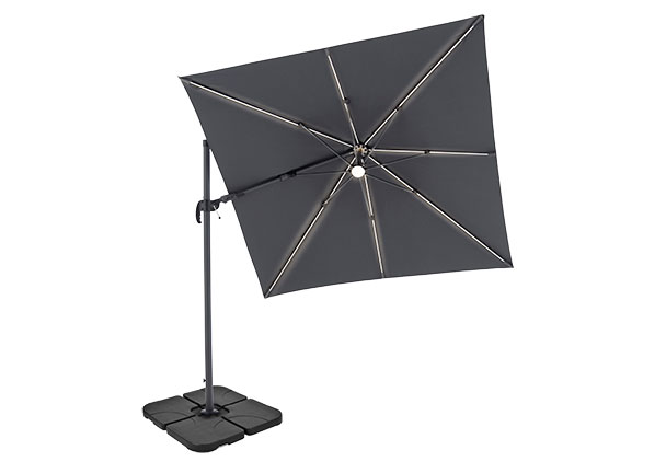 Alu-LED-Solarpendelschirm, 250 x 250 cm, anthrazit