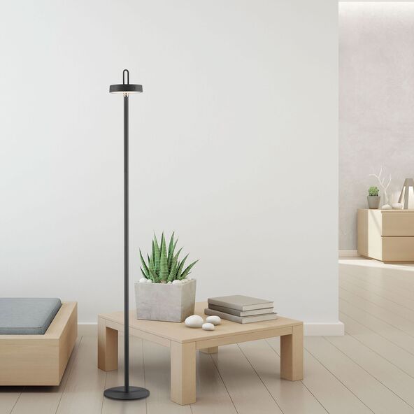 LED-Akku-Stehlampe Moda mit magnetischem Kopf, schwarz