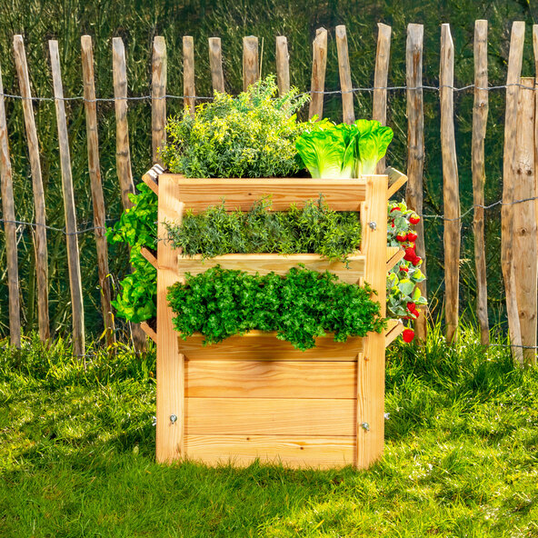 Lärchenholz-Hochbeet Premium L Natur, 66 x 66 x 73 cm