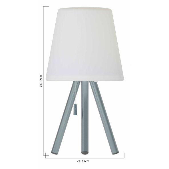 LED-Outdoor-Akku-Tischleuchte, dreibeinig
