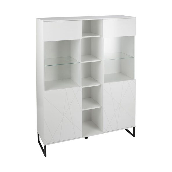 Hochglanz-Vitrine mit 3D-Optik, weiß