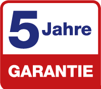 Logo für eine Produktgarantie, das den Text '5 Jahre Garantie' umfasst.