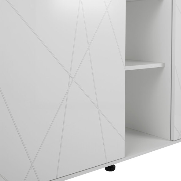Hochglanz-Vitrine mit 3D-Optik, weiß