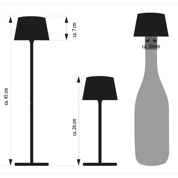 3 in 1 LED-Akku-Tischleuchte, weiß