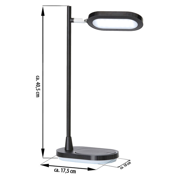 LED-Schreibtischlampe mit Wireless Charging, schwarz