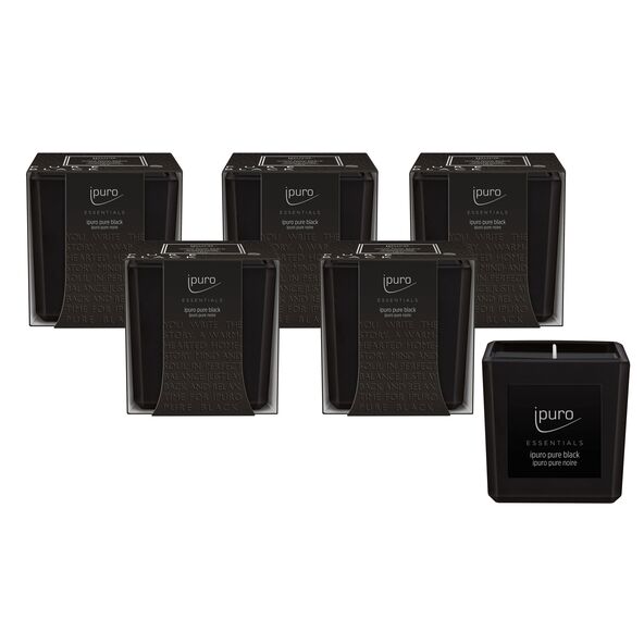 Duftkerze ESSENTIALS pure black, 6er Set