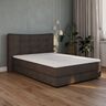 Weißer Matratzen-Topper Visko mit gesteppter Oberfläche, passend für ein Doppelbett, liegt auf einer angedeuteten Matratze.