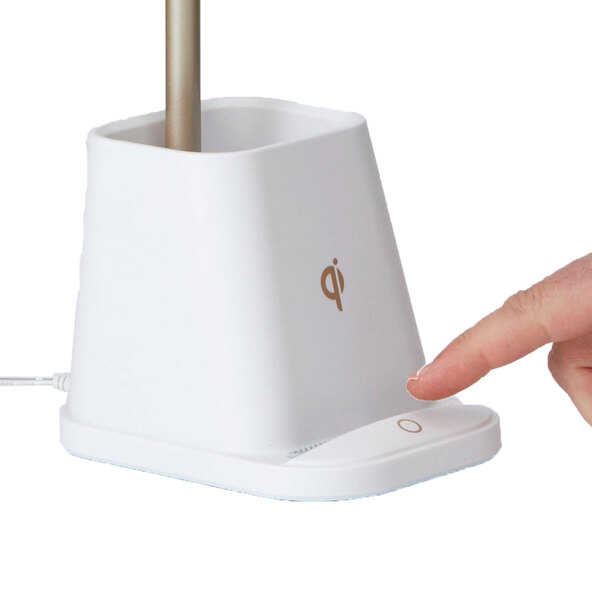 LED-Schreibtischlampe mit Wireless Charging, weiß