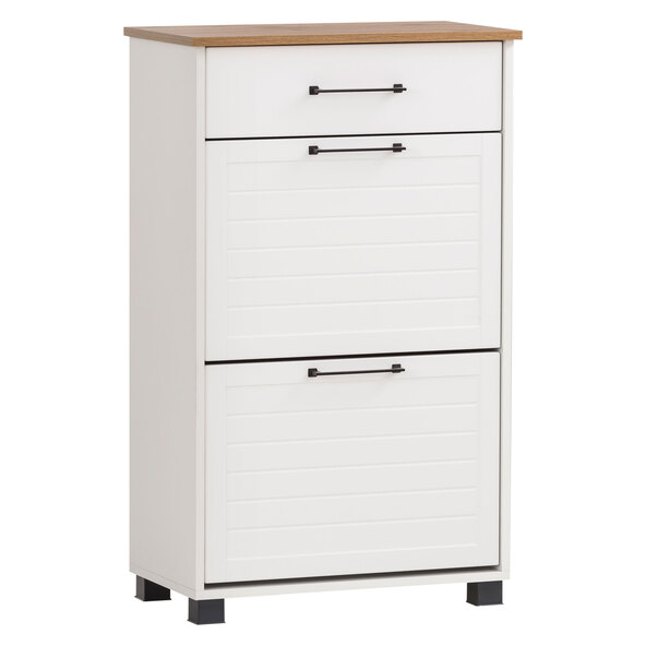 Jelda Schuhschrank 620, mattweiß/Eiche Landhaus