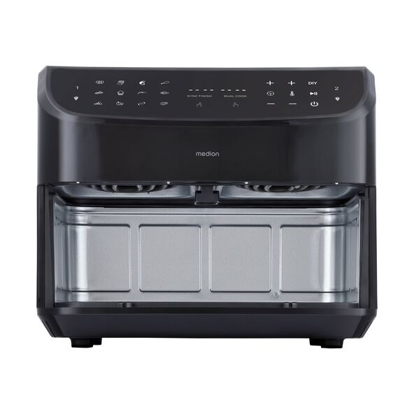 Doppel-Heißluftfritteuse (MD 11760), 2x 4,35 l, schwarz
