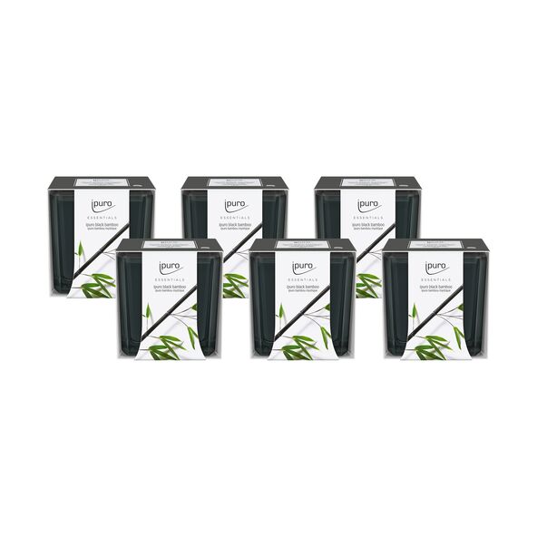 Duftkerze ESSENTIALS black bamboo, 6er Set
