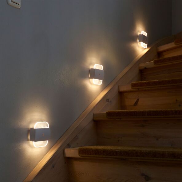 LED-Treppenlicht, 3er Set, eckig