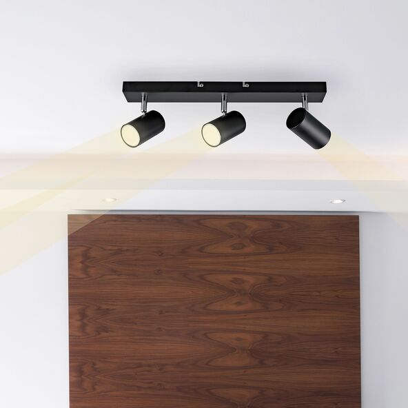 LED-Deckenstrahler 3er Spot, inkl. 3x GU10, schwarz