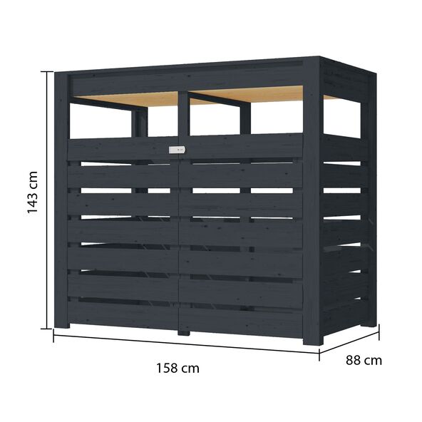 Mülltonnenbox mit Hochbeet, terragrau