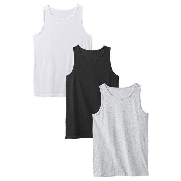 Tanktops, weiß/schwarz/grau, L, 3er Set