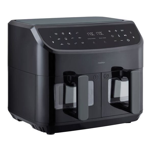 Doppel-Heißluftfritteuse (MD 11760), 2x 4,35 l, schwarz