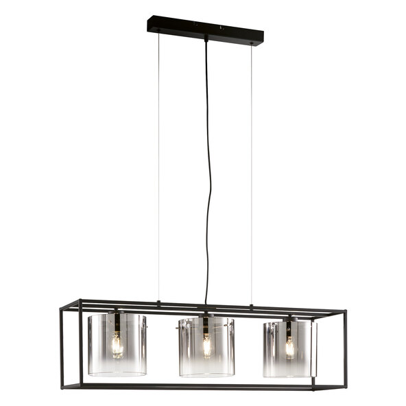 Pendelleuchte Samu, Stahl/Rauchglas, E27, 3-flammig