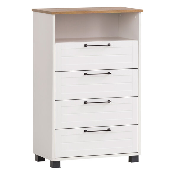 Jelda Highboard 600, mattweiß/Eiche Landhaus