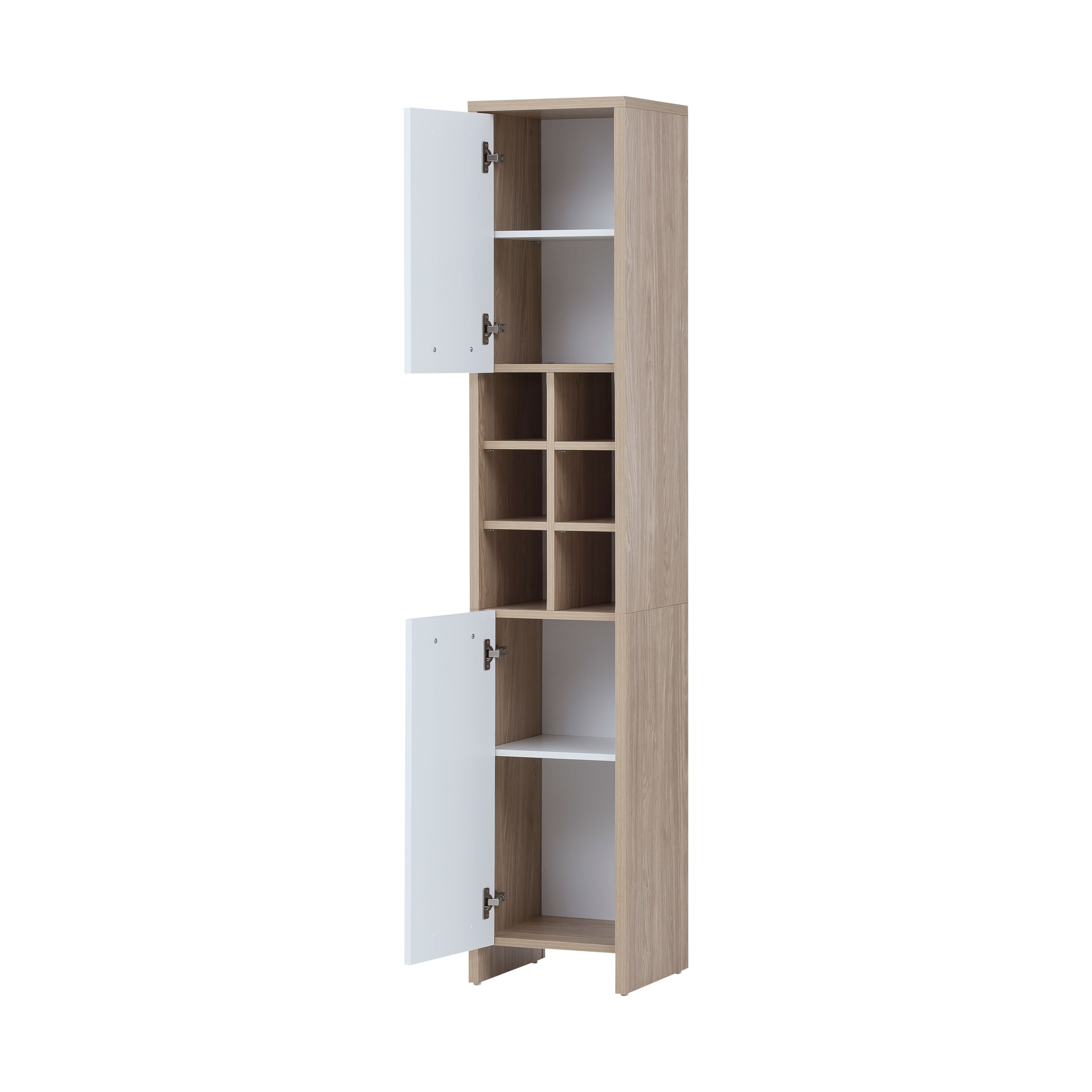BEWISHOME Badezimmerschrank 20x20x80cm - Schmaler Badschrank Mit Verstellbaren Regalen