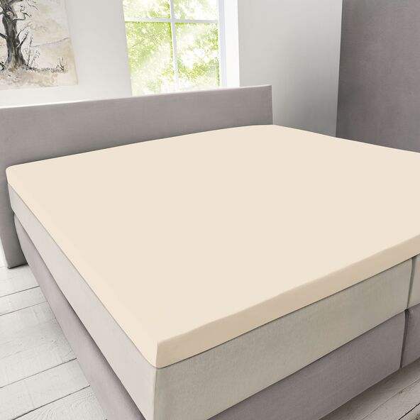 Supersoft Spannbetttuch für Topper, 180-200 x 200-220 cm, creme