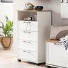 Jelda Highboard 600, mattweiß/Eiche Landhaus