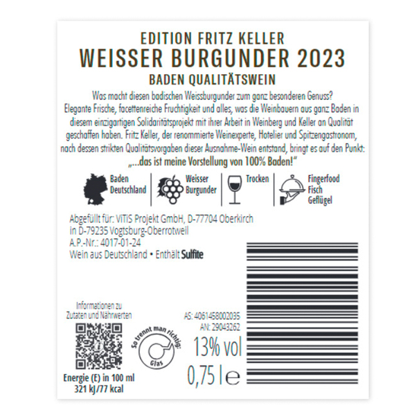 Baden Weißer Burgunder, 6 Flaschen à 0,75 l