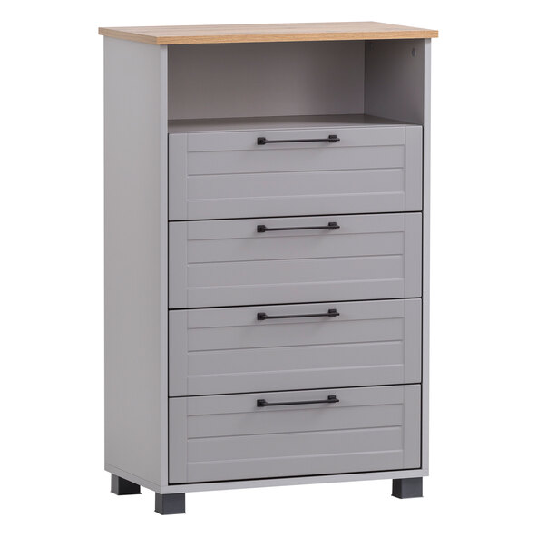 Jelda Highboard 600, platingrau/Eiche Landhaus