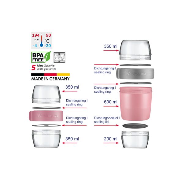 Lunchpot-/ Pocketbox-Set, rosa