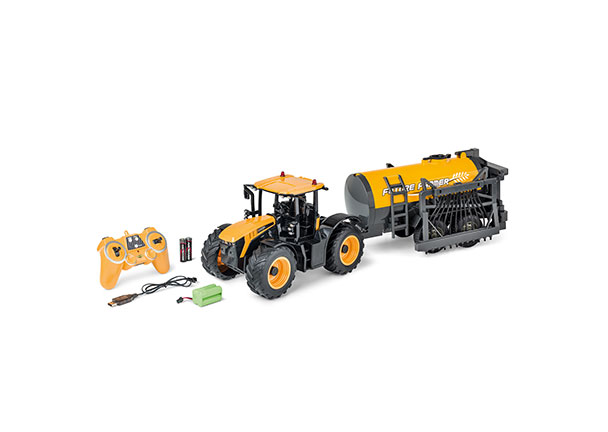 Ferngesteuerter Traktor JCB + Tankwagen, gelb (1:16)