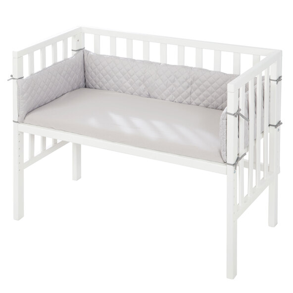 2-in-1 Beistellbett, inkl. Decke in Strickoptik, weiß