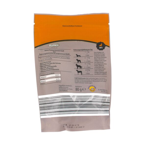 Premium Gourmet Hunde-Snack Ente, 12 x 80 g 