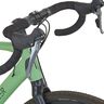 Resedagrünfarbenes Gravel Bike GravelerFit mit schwarzer Bereifung und Sattel auf hellem Hintergrund, leicht seitlich von links abgebildet.