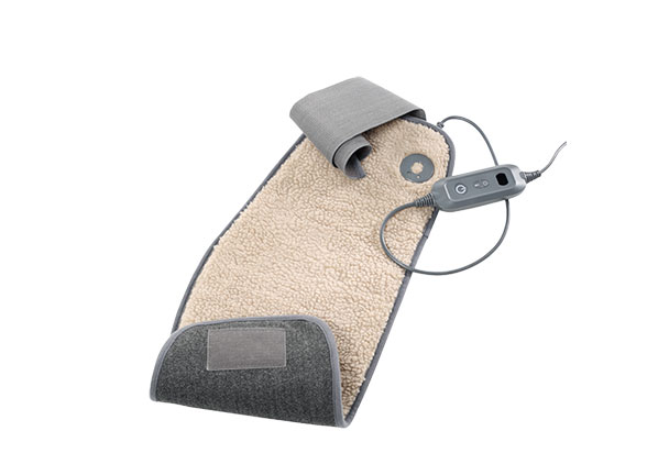 Lendenwärmer aus Textil mit Heizkabel, freigestellt vor weißem Hintergrund. Das Produkt ist zur Anwendung im Lendenbereich konzipiert.