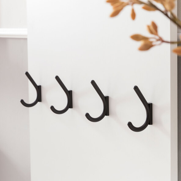 Schildmeyer Marit Garderobe Weiß/Eiche - Hakenpaneel Mit Hutablage & Kleiderstange 110cm