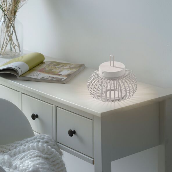LED-Akku-Tisch- und Bodenleuchte Korga, weiß, ⌀ 25 cm