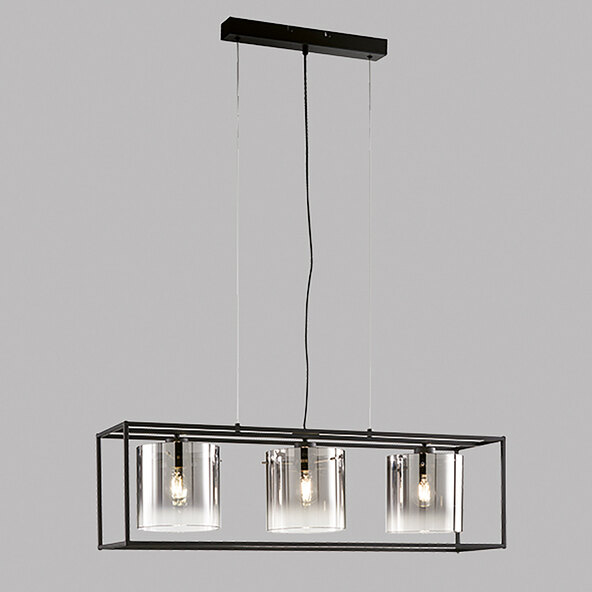 Pendelleuchte Samu, Stahl/Rauchglas, E27, 3-flammig