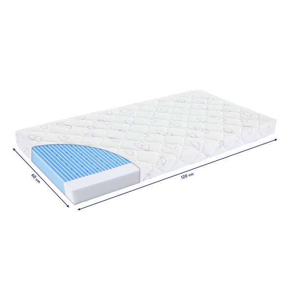 Gitterbettmatratze Air Flow Comfort, weiße, rechteckige Matratze mit abgerundeten Ecken, erkennbarer atmungsaktiver Struktur und umlaufendem, hellem Rand.