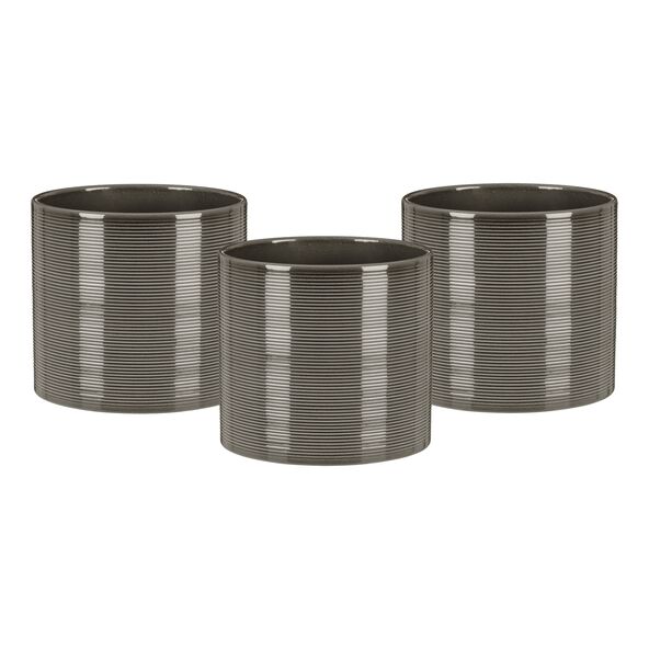 Keramik-Blumentopf 3er Set Ø 16 cm, Glass Grey