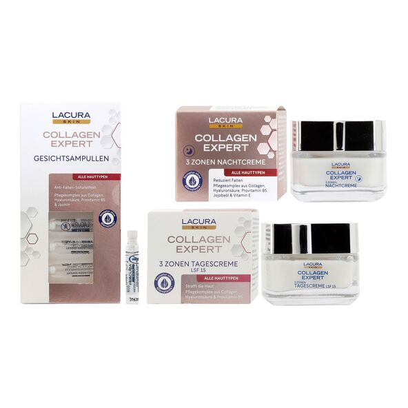 Collagen Gesichtspflege, 3er Set (2 x 50 ml / 7 x 2 ml = 114 ml)