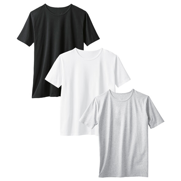 T-Shirts, weiß/schwarz/grau, XL, 3er Set