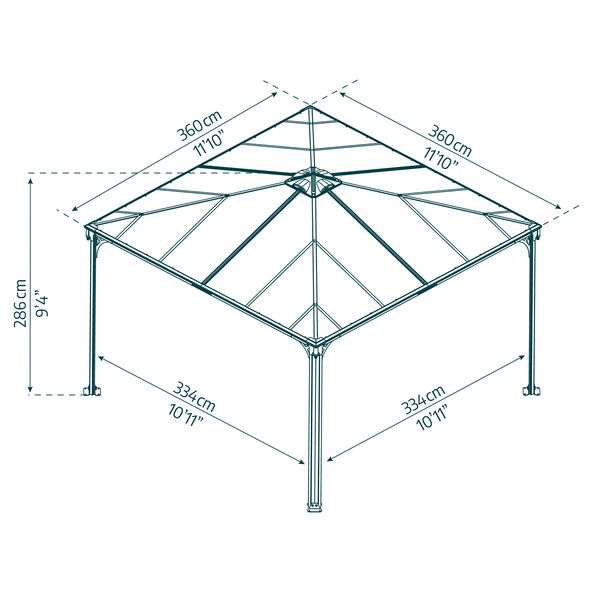 Pavillon Palermo, 360 x 360 cm