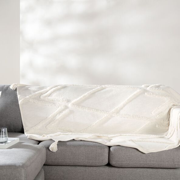Boho Decke, weiß