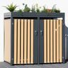 Bepflanzbare Mülltonnenbox Stahl, anthrazit, 2 x 240 l