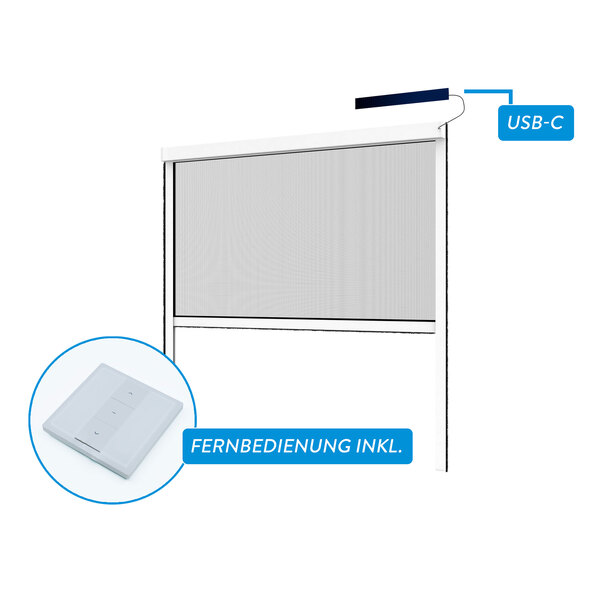 Insektenschutz-Rollo elektrisch, 130 x 160 cm, weiß