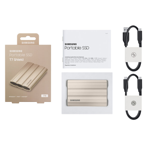 Portable SSD Festplatte T7 Shield, 1 TB, beige