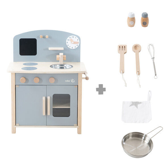 Spielküche mit 2 Kochstellen, Spüle und Zubehör