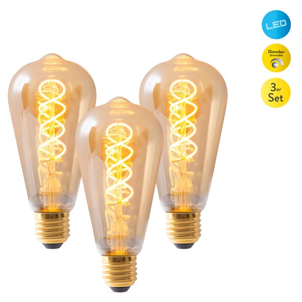 LED-Leuchtmittel Dilly Ø 6,4 cm E27 4 W, 3er Set
