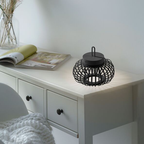 LED-Akku-Tisch- und Bodenleuchte Korga, schwarz, ⌀ 25 cm
