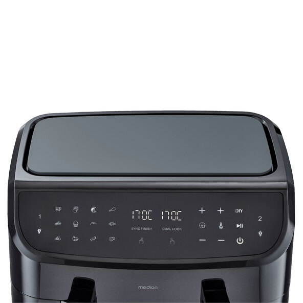 Doppel-Heißluftfritteuse (MD 11760), 2x 4,35 l, schwarz